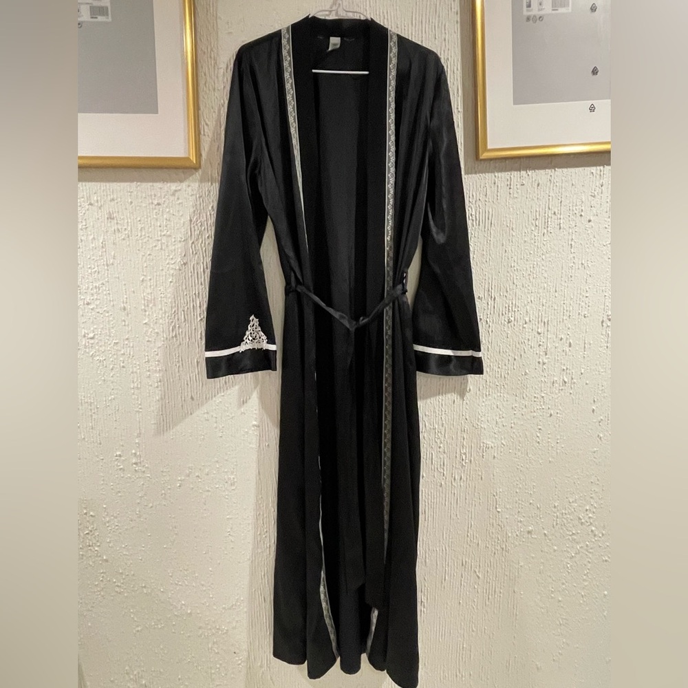 Elegant Black Robe with White Trim